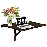 LIFEZEAL Wandklapptisch, Wandtisch aus Holz, Schwimmender Schreibtisch mit großer Tischplatte, Laptoptisch platzsparend, Esstisch für Küche, Wohnzimmer & Schlafzimmer, 80x60x43cm (Braun)