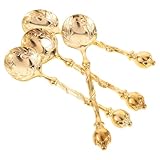 DEARMAMY 4 Stück Teiliges mit Eleganter Gravur Edelstahl Rührlöffel für Kaffee Dessert und Latte Macchiato Ergonomisch Geformt Stilvoller Vintage Küchenlöffel