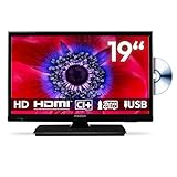 MEDION 47 cm (19 Zoll) HD Fernseher mit DVD-Player (perfekt für Camping Wohnmobil LKW Garten, 12V KFZ Car-Adapter, Triple Tuner Receiver, HDMI, USB, MD 819001)