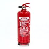 ABC Pulverlöscher 2kg (PFAS-frei) - Feuerlöscher für Haushalt, Zuhause, KFZ, Auto, Wohnwagen, LKW - Autofeuerlöscher mit Manometer inkl. Halterung - Fire Extinguisher - Pulver Löscher