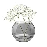 TREND FOR HOME Kugelvase Glas Ø 19cm H: 15,5cm Pflanzenterrarium Grauglas | Tischvase für Hochzeit Wohnzimmer Tulpen Rose | Deko Grau Blumenvase Hydrokulturvase | Olivia