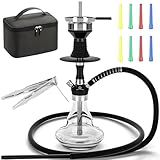 NOBLE HOOKAH 43cm Reise Shisha Set Klein Shisha Mini Shisha to go mit Praktische Reisetasche und Hochwertigem Zubehör - mundgeblasene Flasche und Edelstahl-Downpipe 1 Schläuche und Griffe