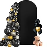 Bogen Hintergrund Abdeckung – Doppelseitiger Hochzeitsbogen Backdrop mit runder Oberseite, idealer Fotohintergrund für Hochzeit, Geburtstag, Zeremonie, Party & Bankett Dekoration (Schwarz, 1x2m)