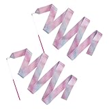 2 Stück Gymnastikband mit Stab,2M Regenbogen Bänder für Gymnastik,Rhythmische Sportgymnastik Band Tanzbänder,für Mädchen Kinder Kunsttänze Training Zirkus Party