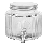 TOYZFRIENDY Glas Getränkespender mit Ausgießer Glasbehälter Verschließbar für Cocktails Tee Wasserspender Stilvoll für Party und Haushalt