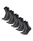 DANISH ENDURANCE Leichte Merino Wandersocken, Outdoor & Trekking-Socken, Wollsocken, Gepolstert, Anti-Blasen, für Herren & Damen, 5 Paar Dunkelgrau 39-42