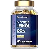 Leinöl Kapseln 2000mg | Omega 3 6 9 | 1000mg pro Kapseln | 6 Monate Vorrat - 360 Hochdosiert Weichkapseln | Kaltgepresstes Softgels | Linseed Oil Capsules | by Horbaach