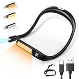 VFANDV Hals Leselampe Buch Mit LED-Display, 3 Farben LED Buchlampe Stufenlos Dimmbar Tragbar Nackenlampe, Ergonomisches Design Leselampe für Stricken, Reparieren, Camping, Lesen im Bett bei Nacht