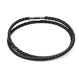 ASTER Armband Herren Manschette Leder Geflochtenes Armband Geflochten Double Wrap Geflochtenes Lederarmband Herren Damen Edelstahl Armbänder Magnetverschluss