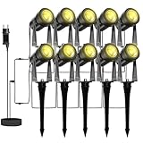 LONIUTO Gartenleuchten mit Strom,3W*10 Stück Gartenstrahler LED Außen Wasserdicht, 32M/27V Gartenbeleuchtung Warmweiß 3000K Ausenbeleuchtung für Garten Rasen Baum (10er Pack)