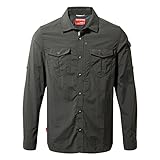 Craghoppers Mens NosiLife Adventure II Sun & Insect Protective Long Sleeved Shirt (CMS605), Black Pepper, XL