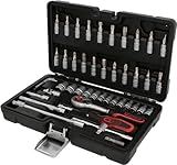 KS Tools 917.0648 1/4 CLASSIC Steckschlüssel-Satz, 48-teilig, Sechskant, FlankTraction-Profil, matt satiniert, Chrom Vanadium, Sechskantschlüssel, Umschaltknarre, Bit-Stecknuss, Verlängerungen, Sechskantstecknuss etc. in stabilem Kunststoffkoffer Schwarz Grau Rot