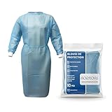 BORNOVA Medizinischer Einweg-Überkittel, Isolationskittel, chirurgischer Schutz, Patienten, Krankenhaus, PP, Universalgröße, professionelle Qualität, komfortabel, Himmelblau (35 g/m²/10 Stück)