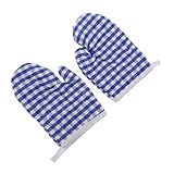 Hitzebeständige, rutschfeste Mikrowellenhandschuhe für junge Bäcker, karierte Backhandschuhe und Ofenutensilienhalter, 2 Stück