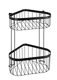 WENKO Eckregal 2 Etagen Classic Plus Black, Eckwandablage mit hochwertigem Rostschutz, 23,5 x 33 x 18,5 cm, Schwarz