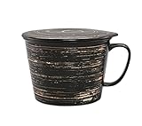 Exquisite Tasse Japanisches Keramikgeschirr Home Restaurant Instant-Nudeltasse Mit Deckel Frühstückstasse Milchtasse Haferflockentasse/Braun / 850Ml