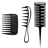 XPEX 3 Stück Kamm für locken,styling kamm,kamm grob,barber kamm,Breiter Zahnkamm Kit, Profi Friseur Kamm, Barbier Haarstyling Salon Lockenkamm Hitzebeständiger Antistatischer Carbon Kamm, Hair Comb