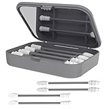 AEKZOX Set aus 4 wiederverwendbare Wattestäbchen aus Silikon für Ohrenreiniger und Babys, spiralförmige Stäbchen für Make-up mit Aufbewahrungsbox