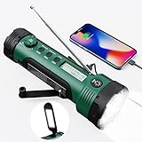 Tragbare Kurbelradio mit Taschenlampe und SOS-Alarm, Notfallradio mit 3000mAh Wiederaufladbarer Akku, Camping Radio DAB IPX4, USB-Handyladegerät, Solar Radio und Campinglampe für Outdoor und Wandern