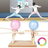 AYESY Balloon Bamboo Man Battle, Handgefertigte Hölzerne Fechtpuppen, Ballon Fechten Spiel für 2 Spieler, Familienspiele, Tabletop Spiele, Party Spiel Für Kinder Und Erwachsene, Mit 200 Luftballons
