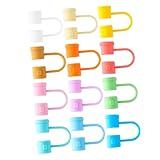 VOSAREA 12 Stück Teiliges Silikon Strohhalm Abdeckkappen Wiederverwendbar Staubdicht Bunte Trinkhalm Schutzkappen Für Zuhause Picknick Camping Party