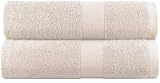 Badetuch-Set, natürlich, wasserabsorbierend, übergroß, weich, umweltfreundlich, Frottee-Baumwolle, für Zuhause und Spa, Beige, 2-teilig