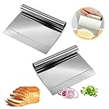 HENGBIRD 2 Stück Gemüseschaufel Teigkarte Edelstahl Teigschneider Teigschaber Edelstahl Teigspachtel Küchenschaber Kochspachtel Küchen Spachtel für Brot Obst Gemüse Backen