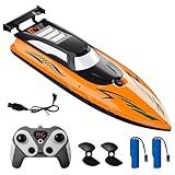CLIUNT Ferngesteuertes Boot, 50km/h RC Boot mit 2 Batterien, 2,4 GHz High Speed Rennboot für Kinder ab 6 8 10 Jahre, Speedboot Poolspielzeug für Kinder und Erwachsene, für Pools und Seen