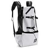 ALLSOPETS Hundetragerucksack Tragbarer Verstellbarer Hunderucksack für Kleine Mittelgroße Große Hunde Haustierrucksack zum Reisen Wandern Bergsteigen Camping (Silbergrau, M)