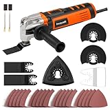 Yunirvana Oszillierendes Multifunktionswerkzeug, 400 W, oszillierend, 6 variable Geschwindigkeiten, 15.000 – 22.000 U/min, Oszillierender Winkel: 4 °, 28 Zubehörteile, Multiwerkzeug zum Schneiden,