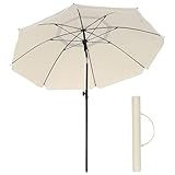 SONGMICS Sonnenschirm 160 cm, Sonnenschutz, UPF 50+, Strandschirm, beidseitig um 30° knickbar, höhenverstellbar, mit Tragetasche, für Balkon, Garten, Terrasse, Strand, ohne Ständer, beige GPU60WTV1