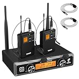 TONOR UHF Mikrofon Kabellos Set mit Bodypack Transmitter/Headset Kopfbügel Funkmikrofon/Lavalier Ansteckmikrofonen, 2x5 Frequenzen 60m Reichweite Wireless Microphone für Gesang, Karaoke, Kirche, DJ