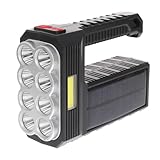 Hemobllo Tragbare Solar LED Taschenlampe mit USB Anschluss Kompakter Solar Suchscheinwerfer für Camping Outdoor Wiederaufladbare Außenleuchte mit Akku
