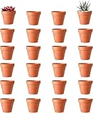 STOUCLA Tontöpfe Blumentopf, Tonpflanztöpfe, Terrakotta Topf, Mini Blumentopf Terrakotta Mit Abflussloch, Pflanztopf Wiederverwendbar, für Drinnen und Draußen Dekorieren,24 Stücke (3,5 × 3 cm)