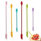 Yuannee 6 Stück Teigschaber Silikon Klein Wiederverwendbarer Doppelkopf Silikon Spatel Kleine Mini Silikon Teigspachtel für Dünne Glas Küchenflaschen Kosmetikflaschen