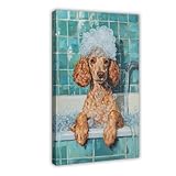 QIOTBVV Schaumbad für Zwergspitze, Leinwand-Poster, Schlafzimmer, Dekoration, Landschaft, Büro, Raumdekoration, Geschenk, 60 x 90 cm