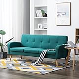 Qnhdfrt 3-Sitzer Sofa Grün 186 cm Stoffbezug Polyester Massivholz Beine Bequeme Couch Modernes Design Robust und Langlebig für Wohnzimmer Jugendzimmer und Büro