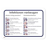 Anleitung zur Vorbeugung von Infektionen I 20 x 15 cm I Hinweis-Aufkleber Gründlich Hände waschen und desinfizieren I Handdesinfektion I Hygienemaßnahmen Aushang I selbstklebend I hin_614