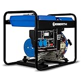 EBERTH 2000 Watt Notstromaggregat Diesel, Stromerzeuger Stromaggregat mit 3,8 PS Dieselmotor, 4-Takt, 2x 230V, 1x 12V, Automatischer Voltregler AVR, Ölmangelsicherung, Seilzugstarter