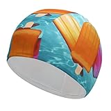 Green Wolf Badekappe für Damen und Herren, hält das Haar trocken, elastische Badekappen für Erwachsenerutschfeste