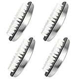 Xiciki 4 Stück Edelstahl-Nagelbürsten, Nagelbürsten zum Reinigen von Nägeln, harte Borsten, Handwäsche, entfernt Gerüche, Nagelreinigung, Griff für die Reinigung von Händen, Nägeln, Füßen, Zehennägeln