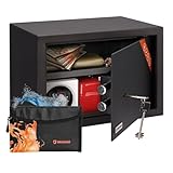 Brihard Familien Safe mit Doppelbartschloss - 25x35x25 cm Sicherheits-Tresor mit herausnehmbarer Ablage - Hochleistungs Tresor Passend für A4, Laptop