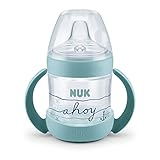 Nuk Beach Nature Sense Trinklernflasche 6-18 Monate, 150 ml, extra Breite & Weiche Trinktülle, Auslaufsicher, Boy (Grün)