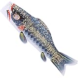 Ipetboom Jahrestag e Fisch Windsock Flagge Nobori Koinobori Flagge Fisch Wind Streamer für im Freien Garten Hof Neujahr Dekoration Schwarz Fischflagge Terassendeko, 100x27cm