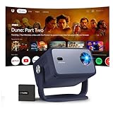 RockTek PJ400 LED Beamer, 1080P Full HD, 4K Dekodierung, 1000 ANSI Lumen, Dual System (RT OS & Google TV-System Box), Auto Fokus, Automatische Trapezkorrektur & Hinderniserkennung, 180° Drehwinkel