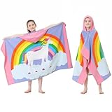 MOKANI Badeponcho Kinder Baumwolle | Super Weich & Saugfähig Handtuch Poncho | 50' x 30' Badetuch Strandponcho Kapuzenhandtuch für Mädchen Jungen Alter 3-12, Rosa