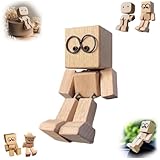 Schüttelnde Holzmann Figur, handgefertigt, schüttelnde Füße, Holzpuppe, Auto Ornamente, lustige Holz Desktop Dekoration, Geschenke, Pendeln mit Dekorationen, Auto Dekor Maltisch (B, One Size)