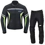 BOSmoto Herren Motorrad Textil Kombi,Sommer Motorradjacke + Hose Kombi,Motorrad 2-Teiler Herren Textil Anzug,Herren Motorrad Jacke und Hose,Biker Motorrad kombi (GREEN, XL)