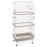 XL Vogelvoliere Zimmervoliere Vogekäfig Vogelhaus mit Rollen 79,5 x 48,5 x 171 cm