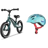 Lionelo Bart Air Laufrad ab 2 Jahre bis zu 30 kg, Magnesiumrahmen & ABUS Kinderhelm Smiley 2.0 - Robuster Fahrradhelm für Mädchen und Jungs - Blau mit maritimen Muster, Größe M, Turquoise Sailor